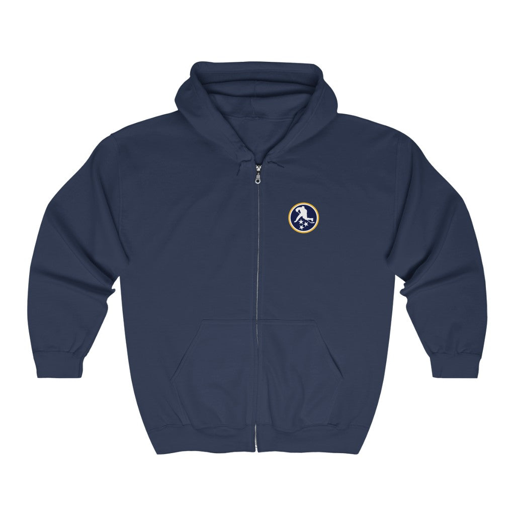 TN HOCKEY CO. ICON ZIP-UP HOODIE PREDS BLUE & GOLD