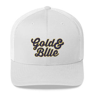 Gold & Blue White Trucker Hat